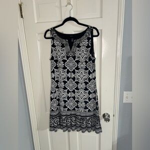 White House Black Market Black and White Sequin Top